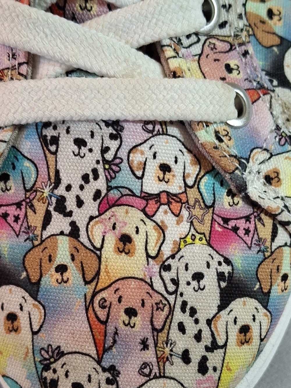 Skechers Women's Pastel Multicolor Dog-Print Sneakers with White Laces - Picture 3 of 7